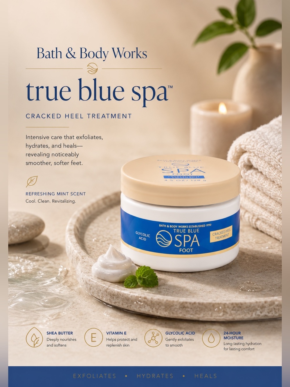 Bath & Body Works True Blue Spa Cracked Heel Treatment NEW